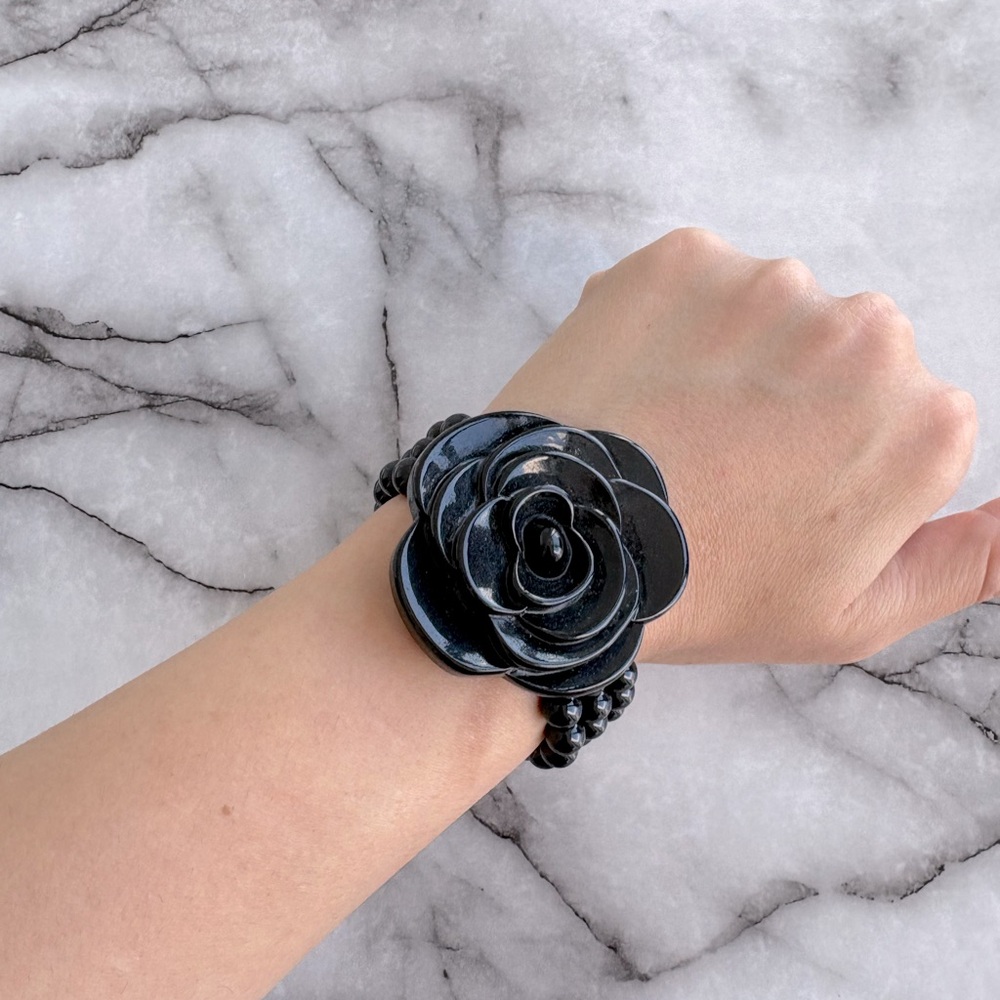 Designer inspired Black Rose Beaded Bracelet